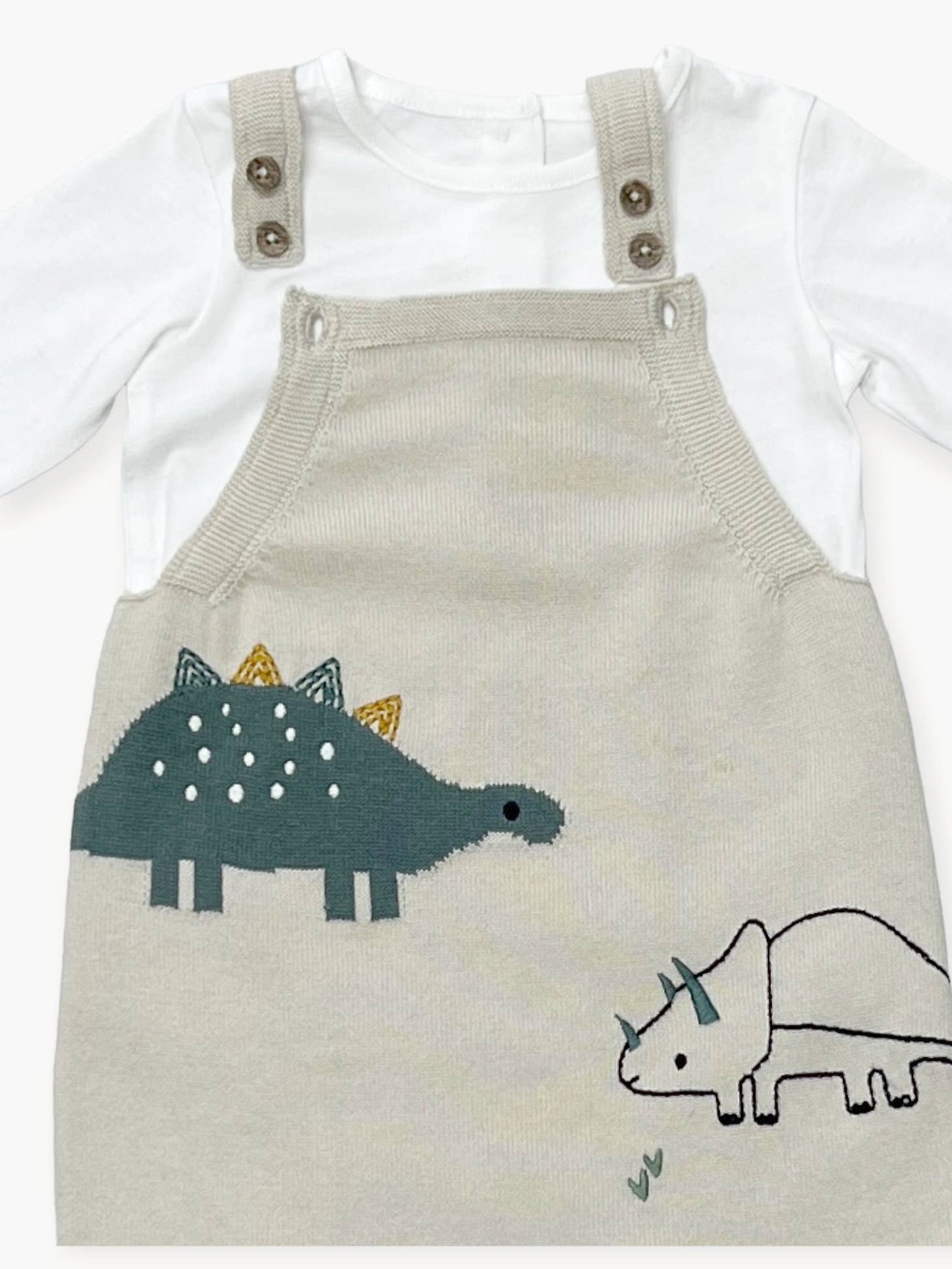 Dino Knit Sweater Baby Overall Set