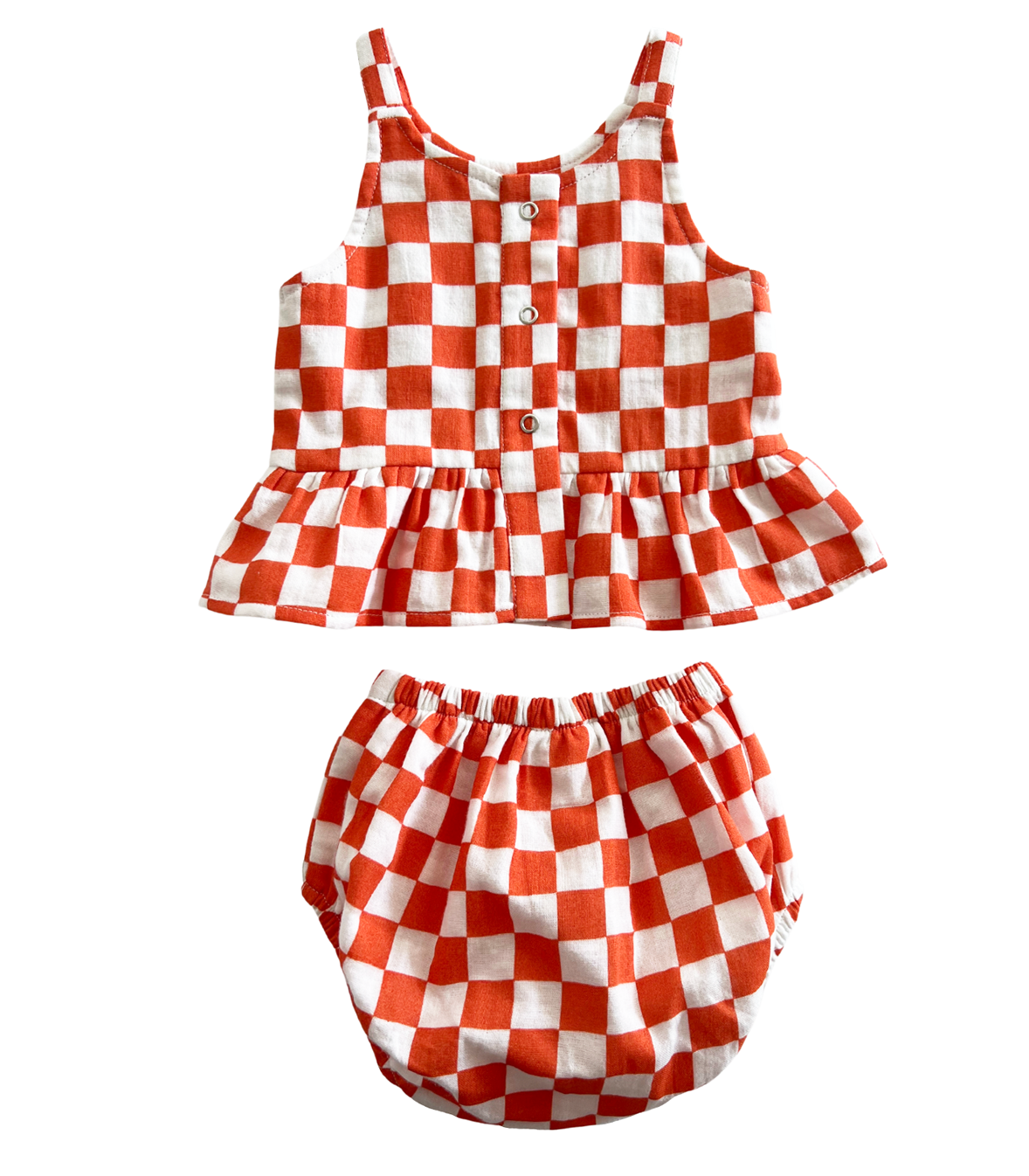 SIIX Collection - Tangerine Checkerboard Peplum Set