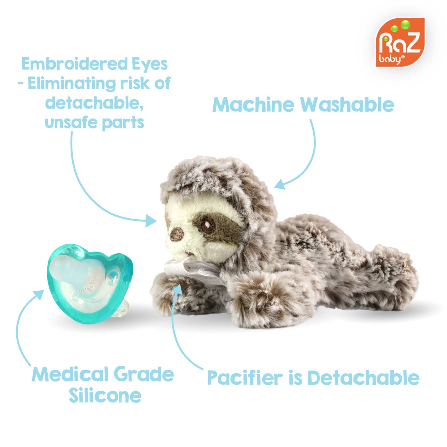 RaZbaby - RaZbuddy Bobby Bear Paci/Teether Holder