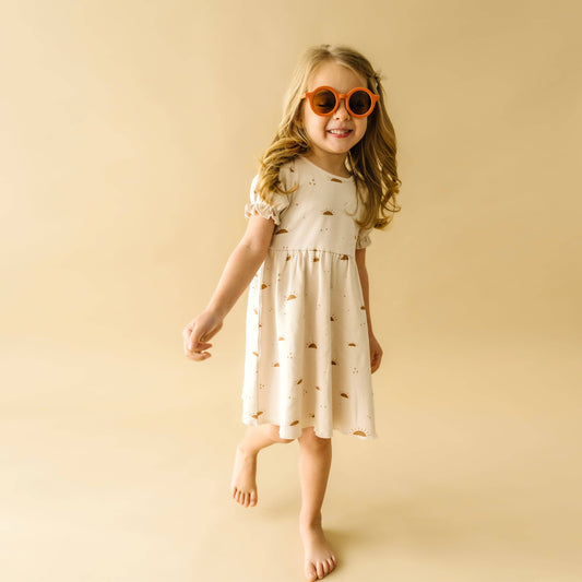 Makemake Organics - Organic Cotton Puff Sleeve Dress - Sunshine