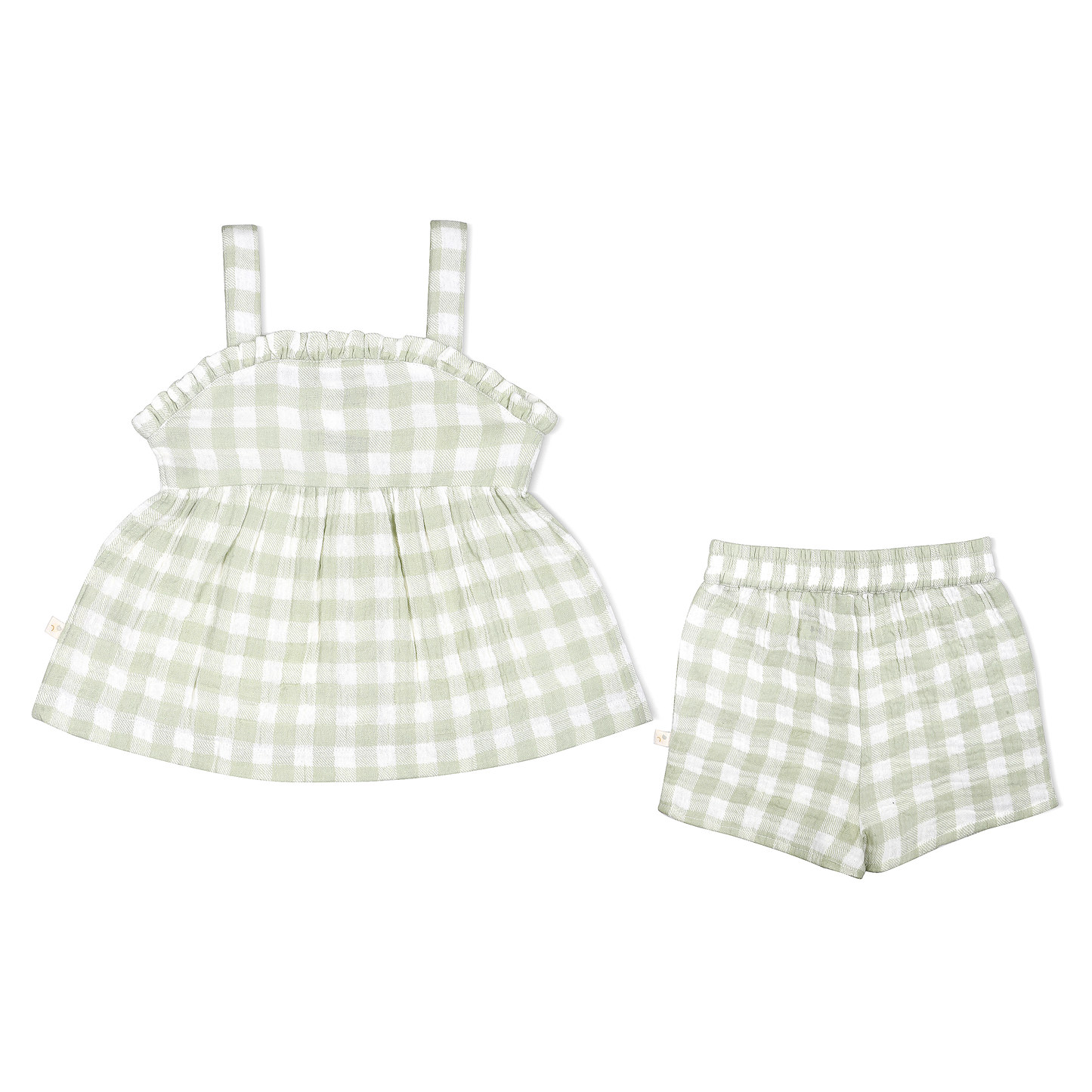 Makemake Organics - Organic Peplum Top and Shorts Set - Gingham