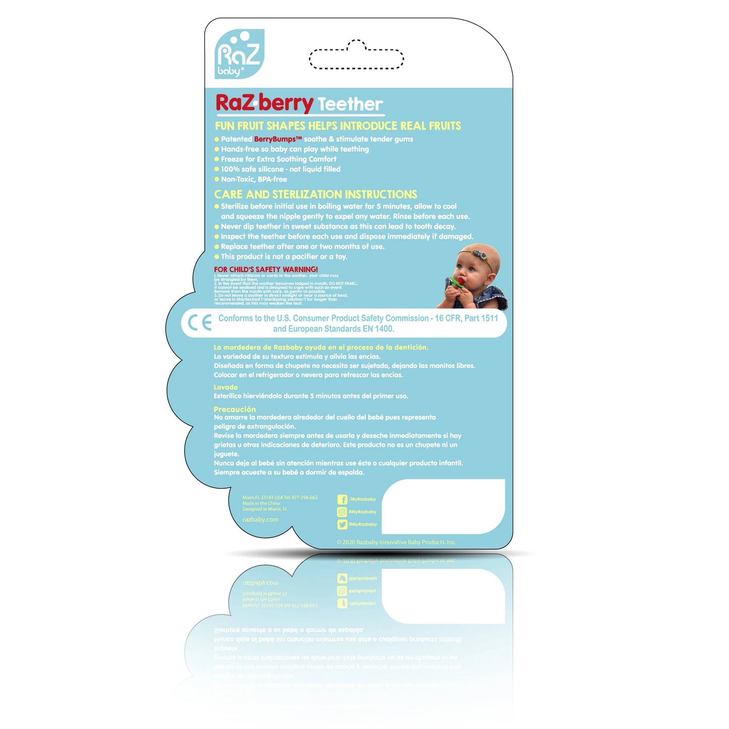 RaZbaby - RaZberry Silicone Teether - Coconut or Cookies and Cream