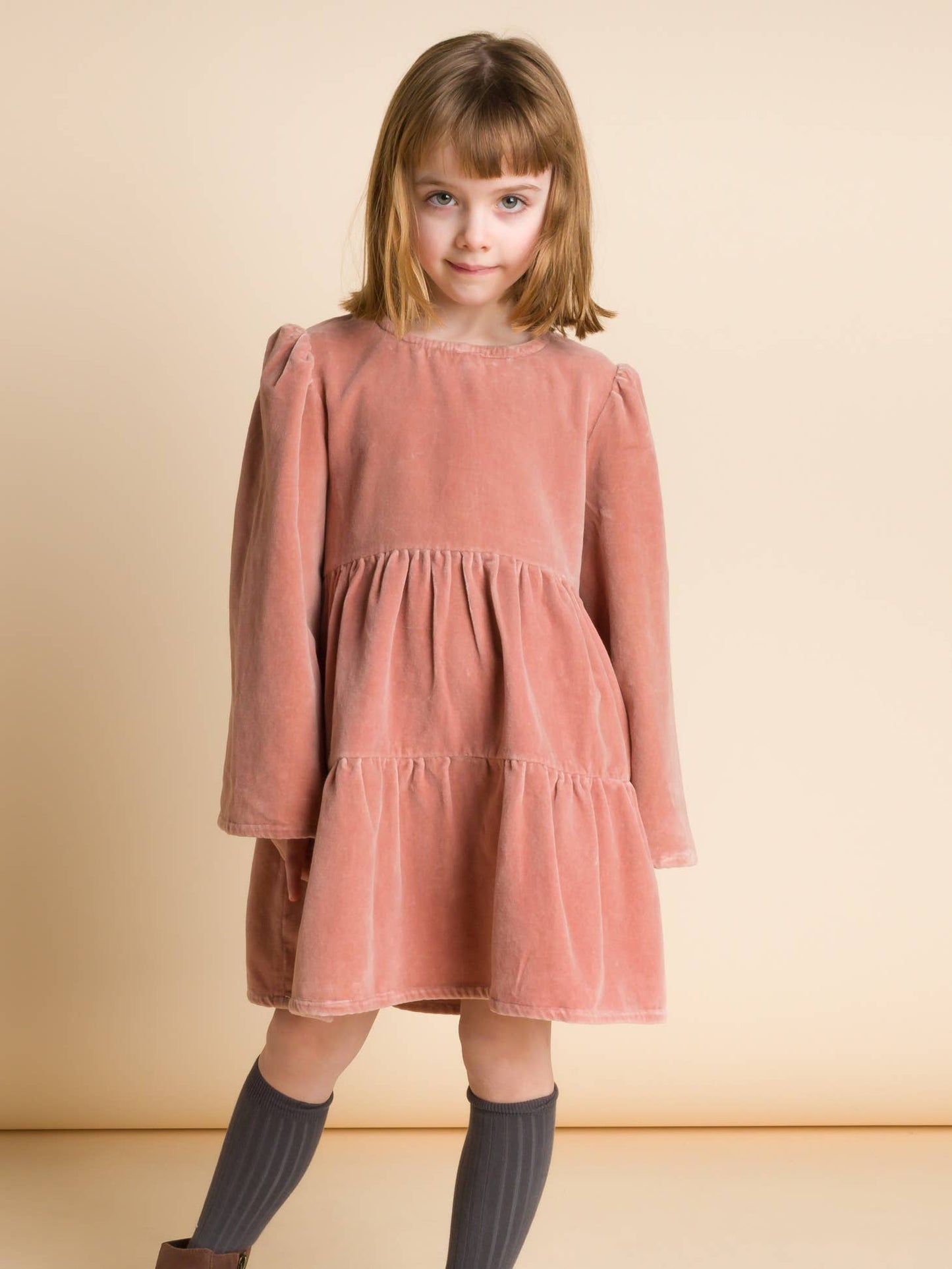 Blush Pink Velvet Holly Dress