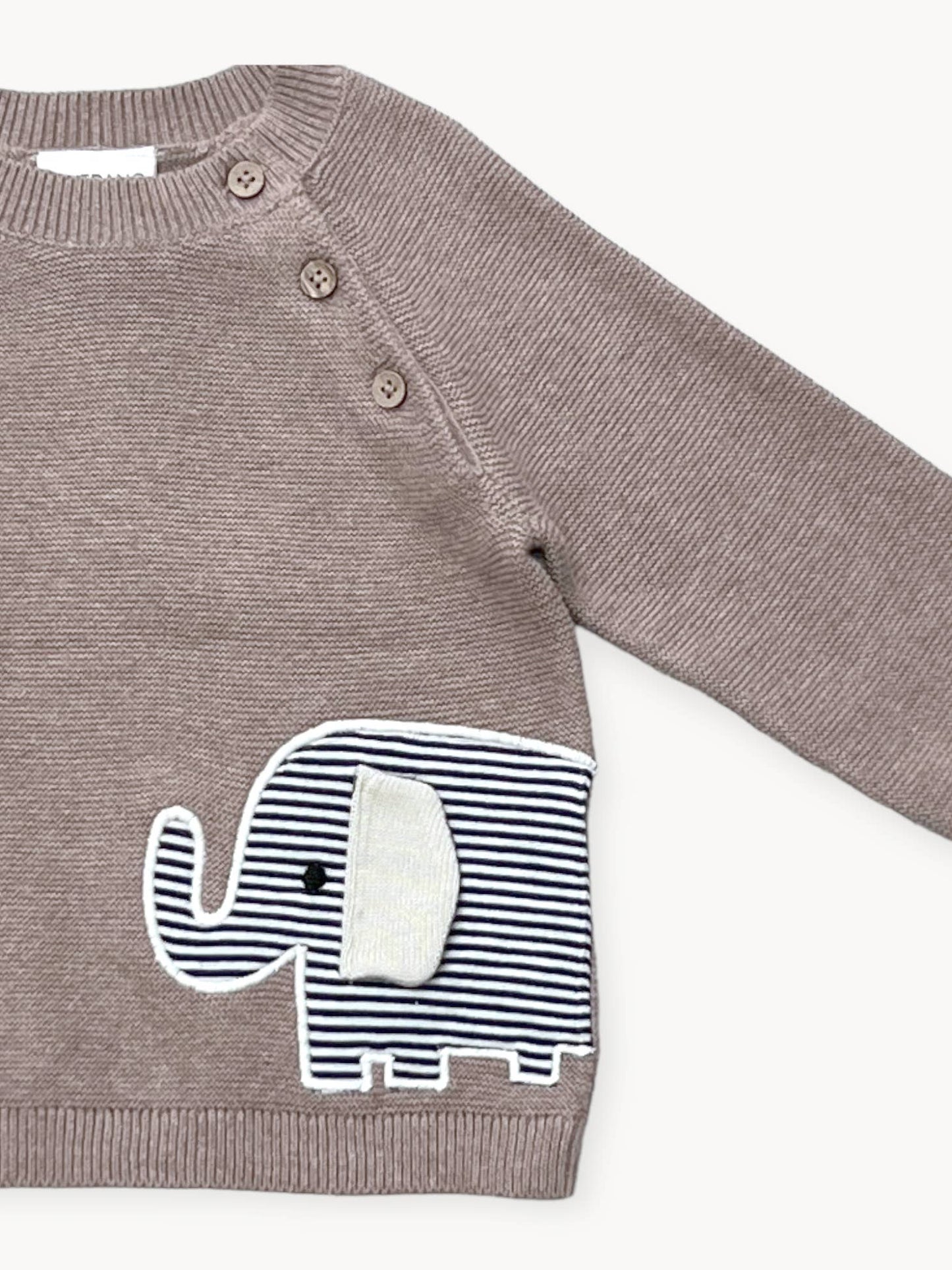 Elephant Embroidered Baby Sweater