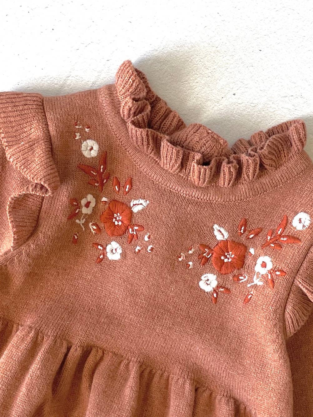 Cinnamon Floral Embroidered Bubble Baby Romper