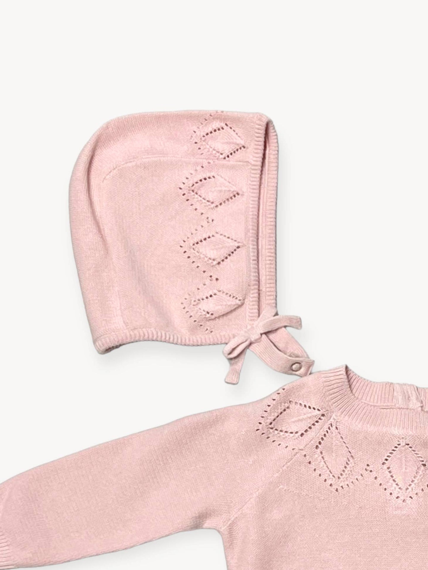 Cream Milan Pointelle Knit Baby Girl Bodysuit 3pc SET