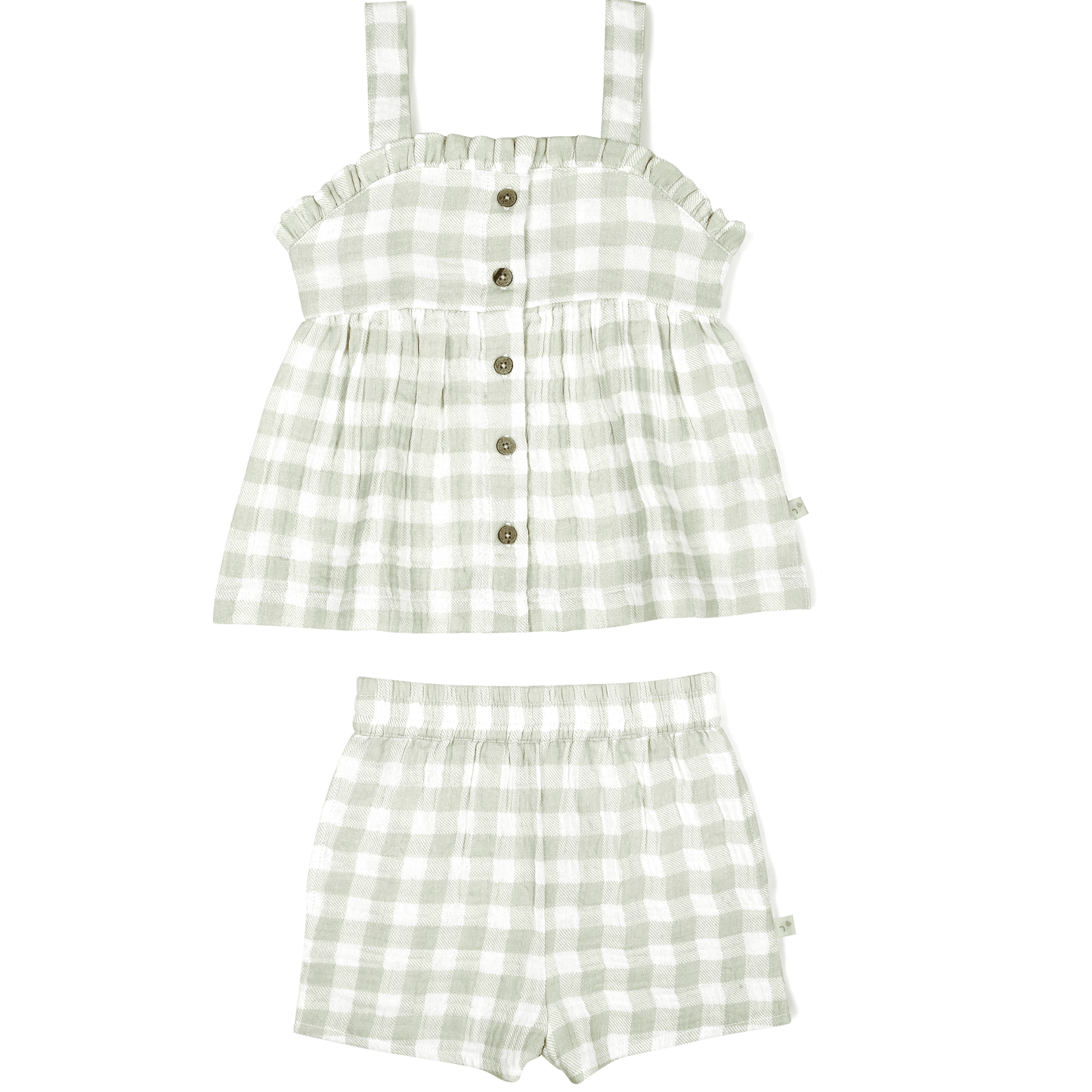 Makemake Organics - Organic Peplum Top and Shorts Set - Gingham