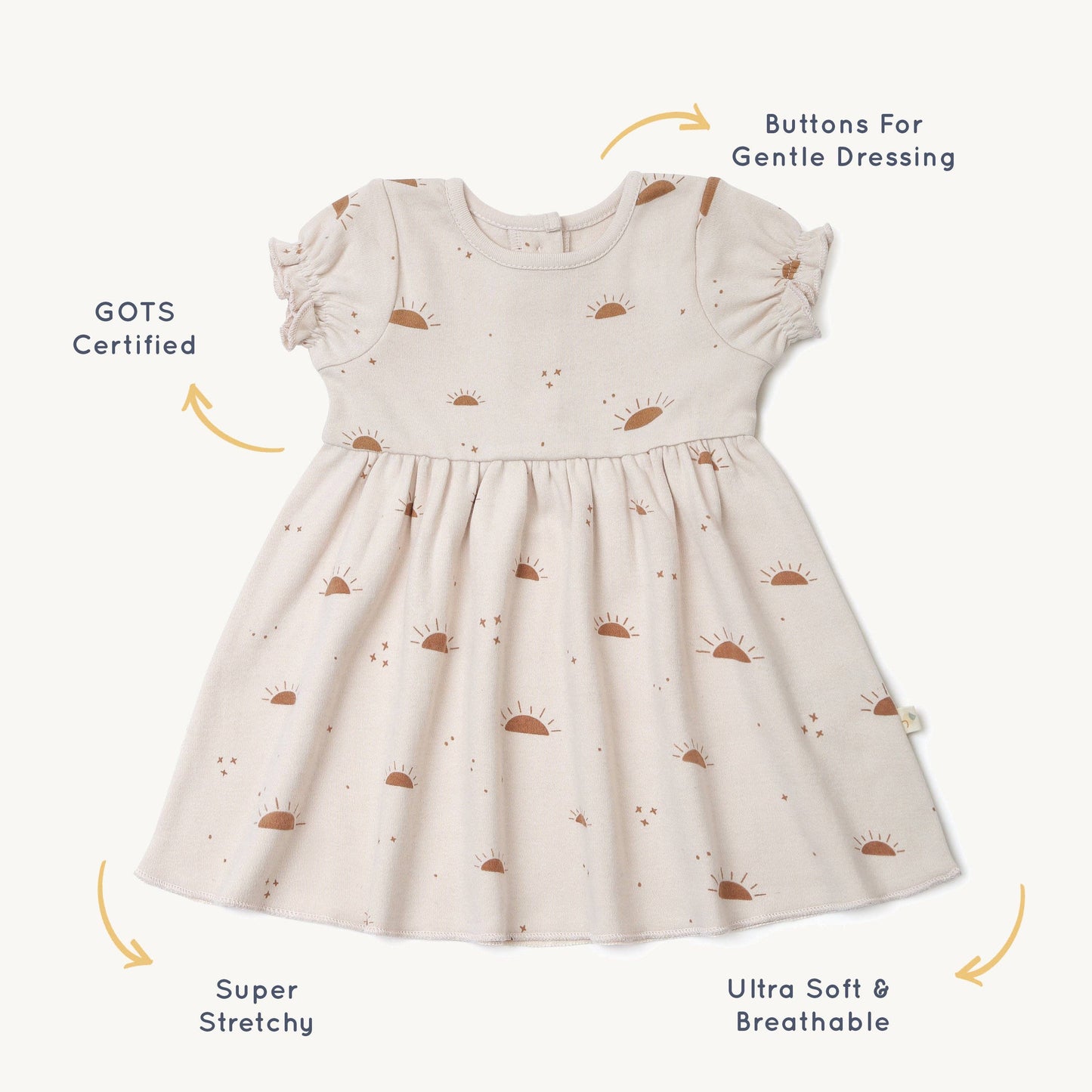 Makemake Organics - Organic Cotton Puff Sleeve Dress - Sunshine