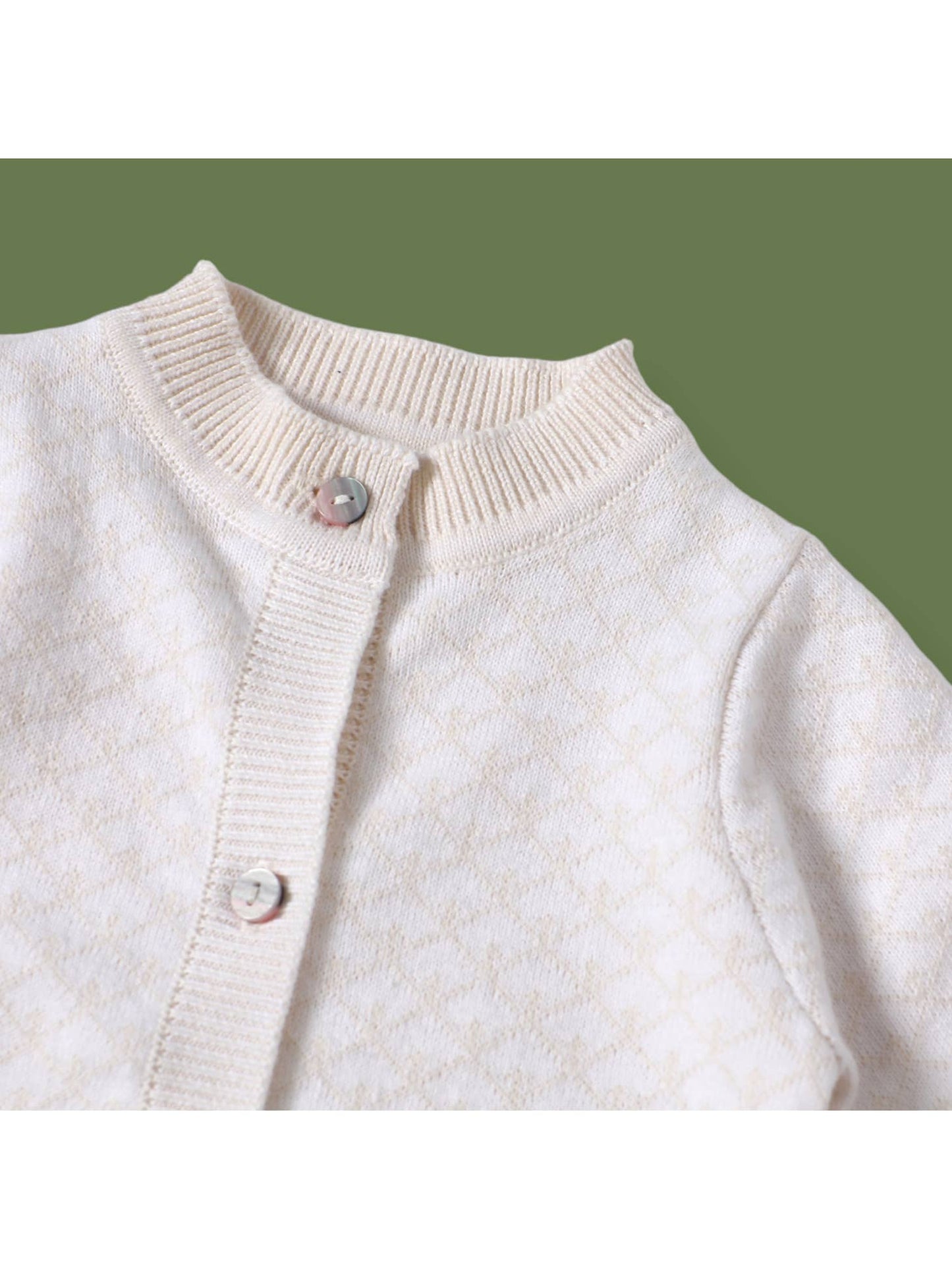 White Lux Jacquard Knit Baby Jumpsuit + Hat + Bootie Set