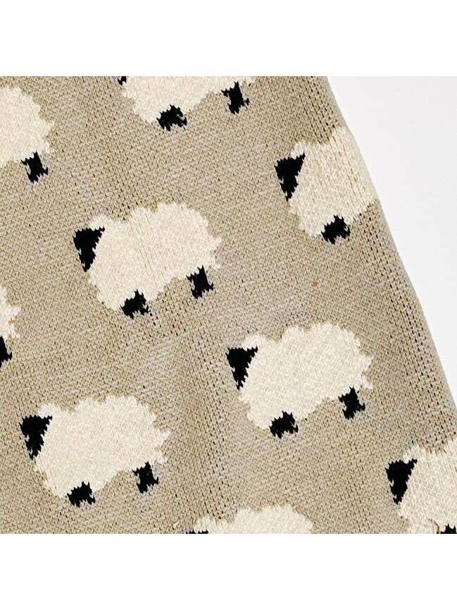 Furry Sheep Organic Cotton Jacquard Knit Baby Blanket