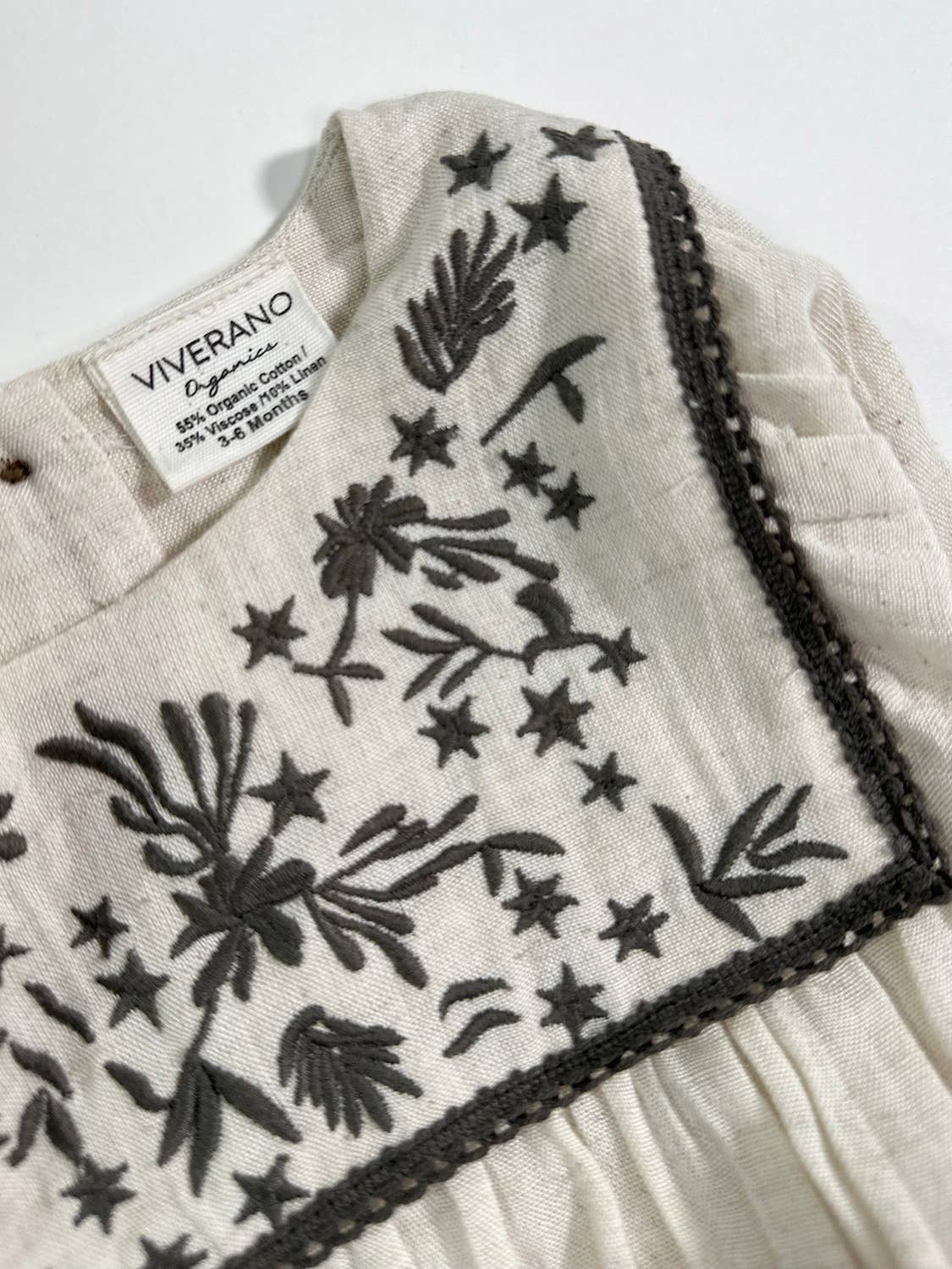 Embroidered Linen Jumpsuit Baby Romper