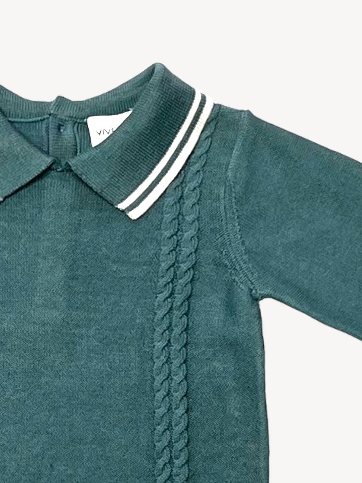 Teal Blue Milan Cable Knit Baby Jumpsuit