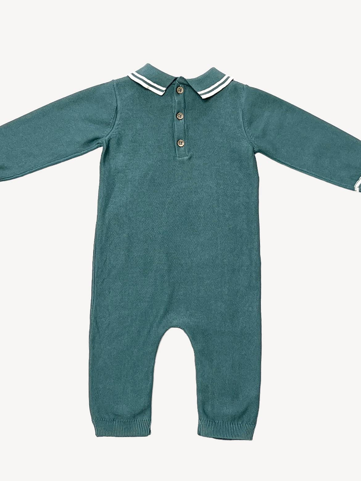 Teal Blue Milan Cable Knit Baby Jumpsuit