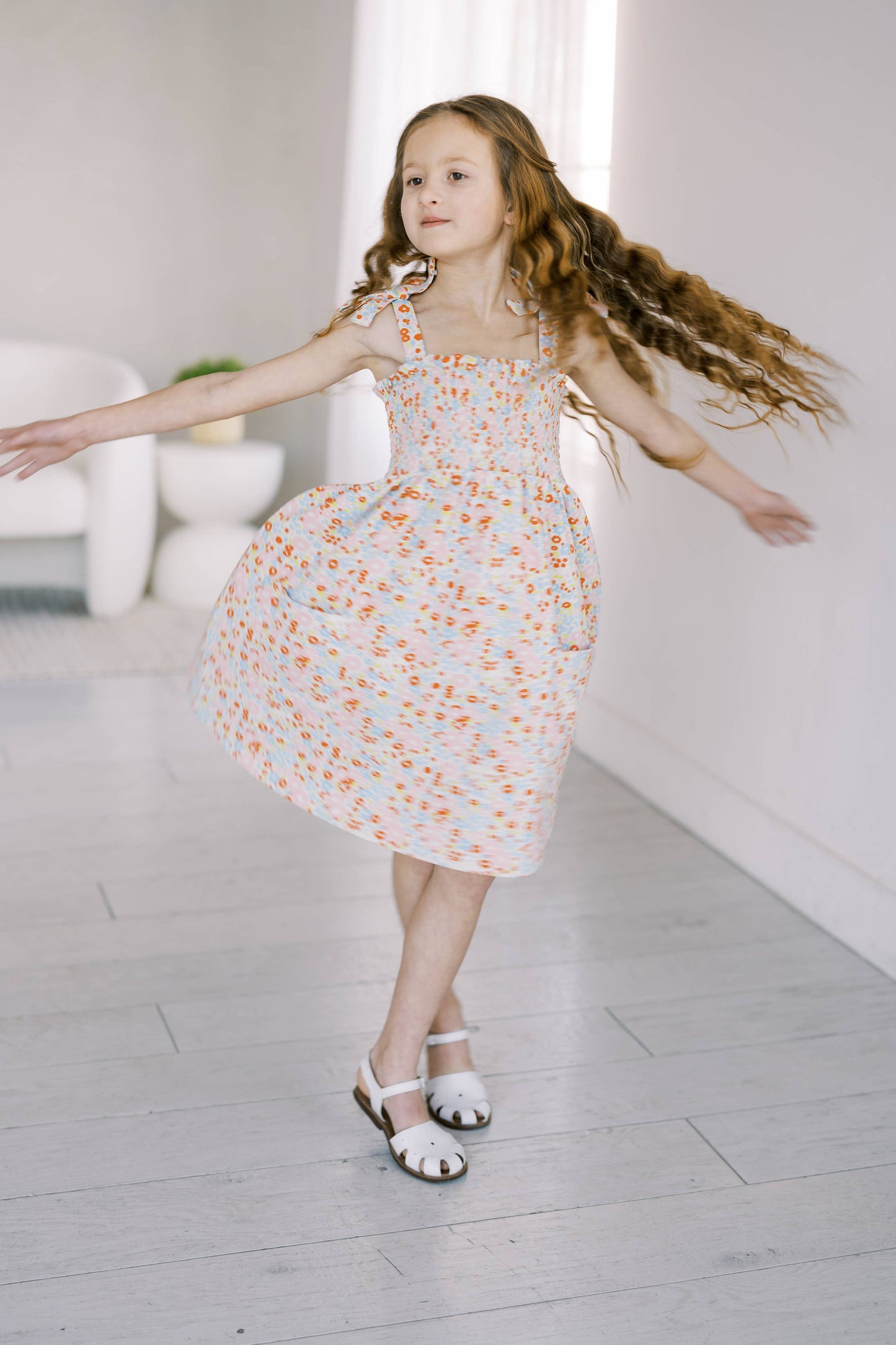 Polished Prints - Flower Child Play Smocked Dress