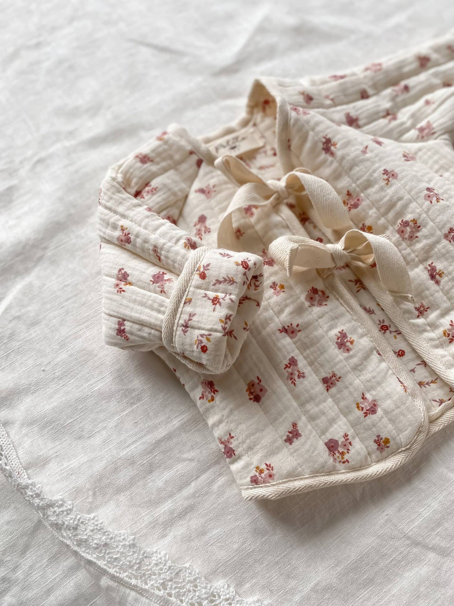Quilted Jacket - Ivory/Blue Patchwork or Rose Floral