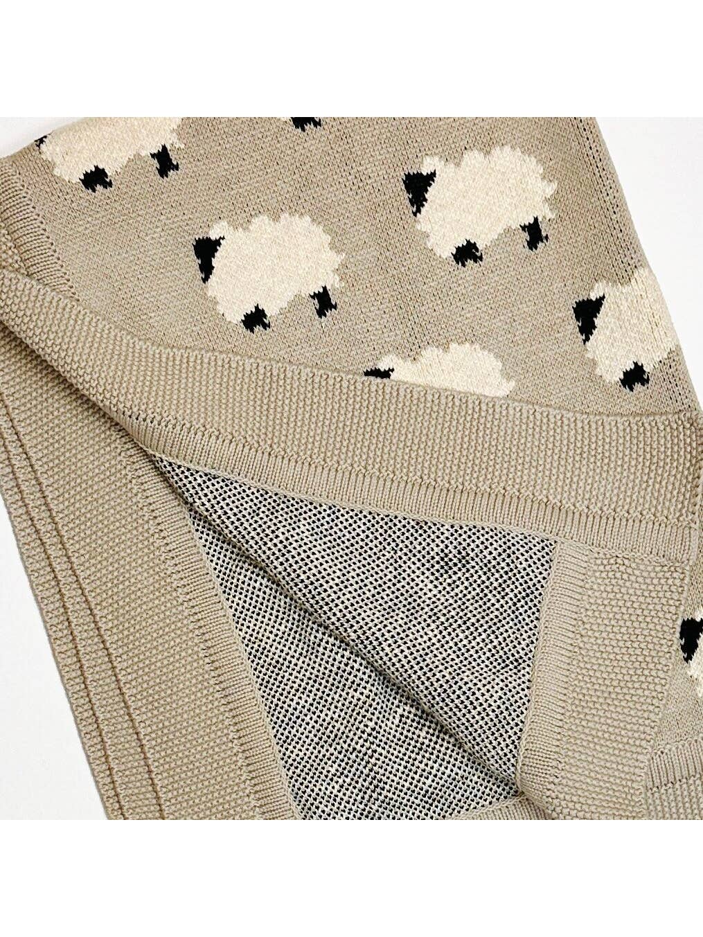 Furry Sheep Organic Cotton Jacquard Knit Baby Blanket