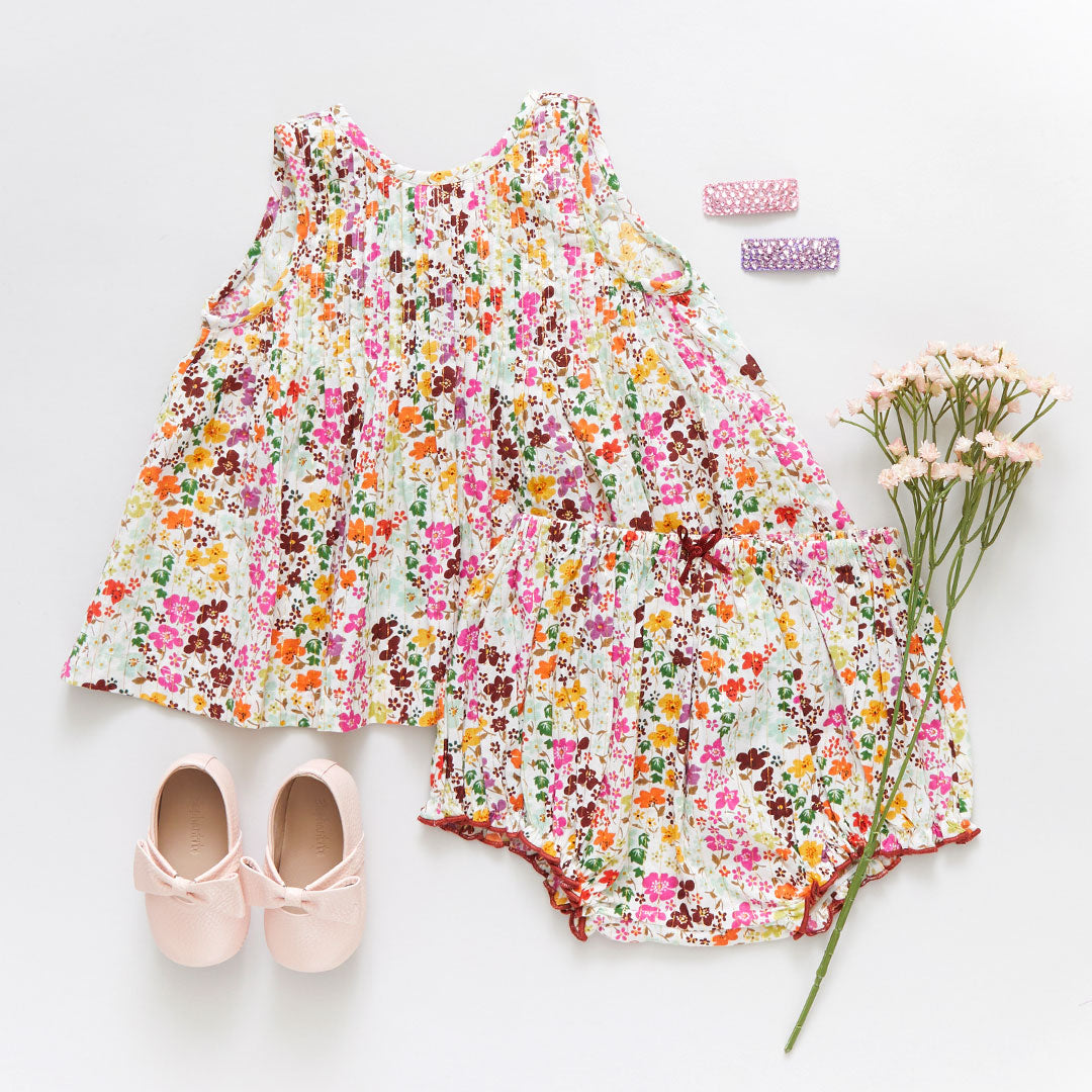 Pink Chicken Multi Ditsy Floral Baby Girls Jaipur 2 Piece Set