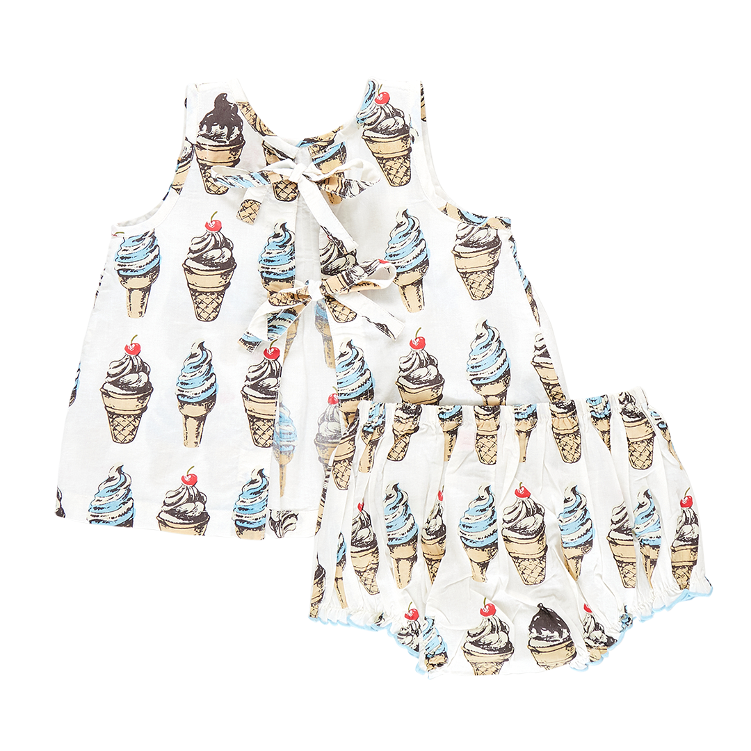 Pink Chicken Baby Girls Jaipur Set - Vintage Soft Serve Ice Cream