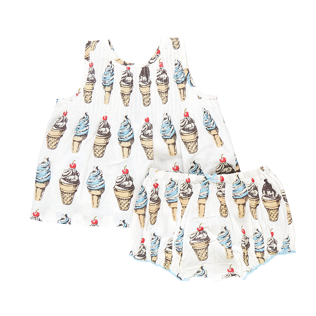 Pink Chicken Baby Girls Jaipur Set - Vintage Soft Serve Ice Cream