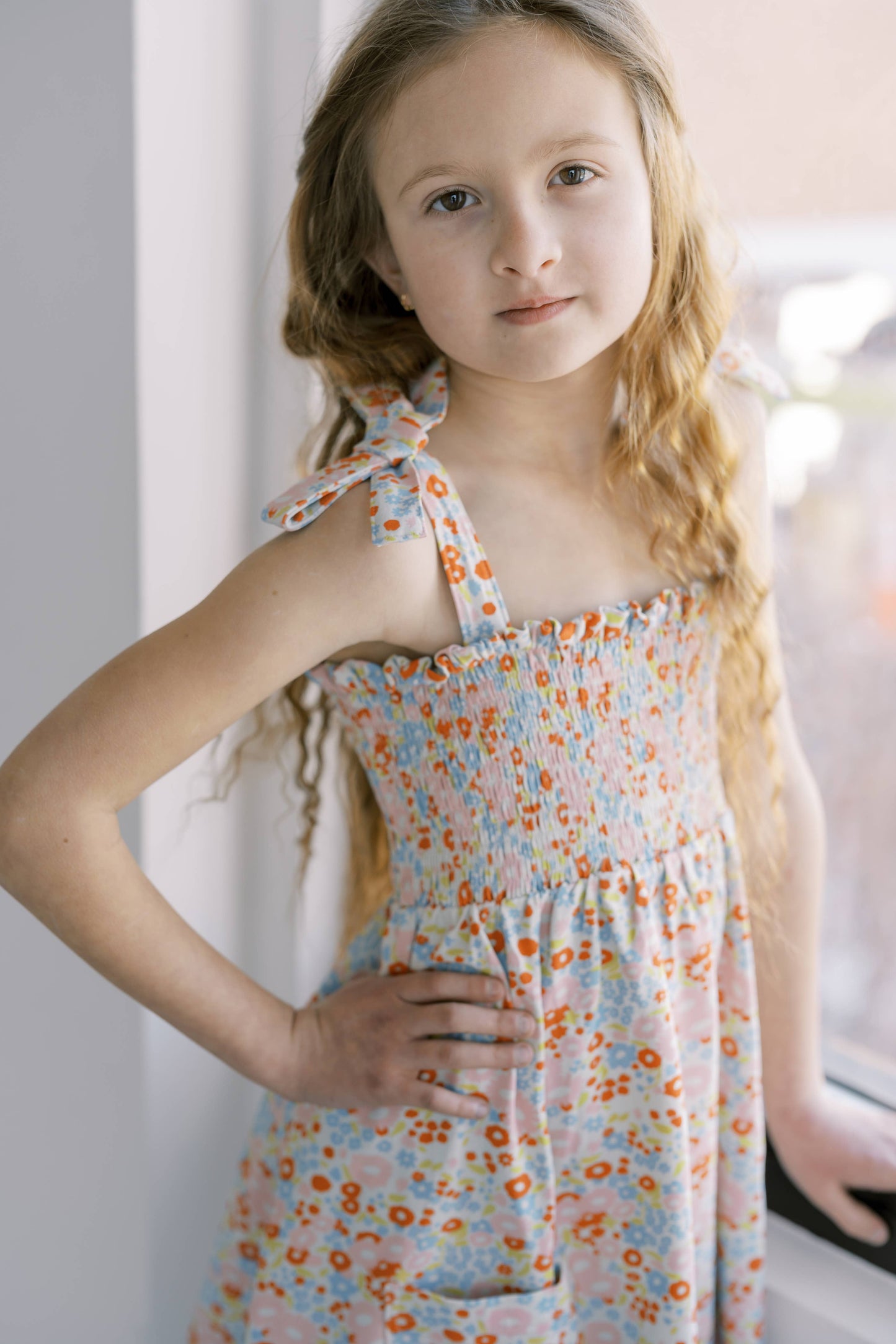 Polished Prints - Flower Child Play Smocked Dress