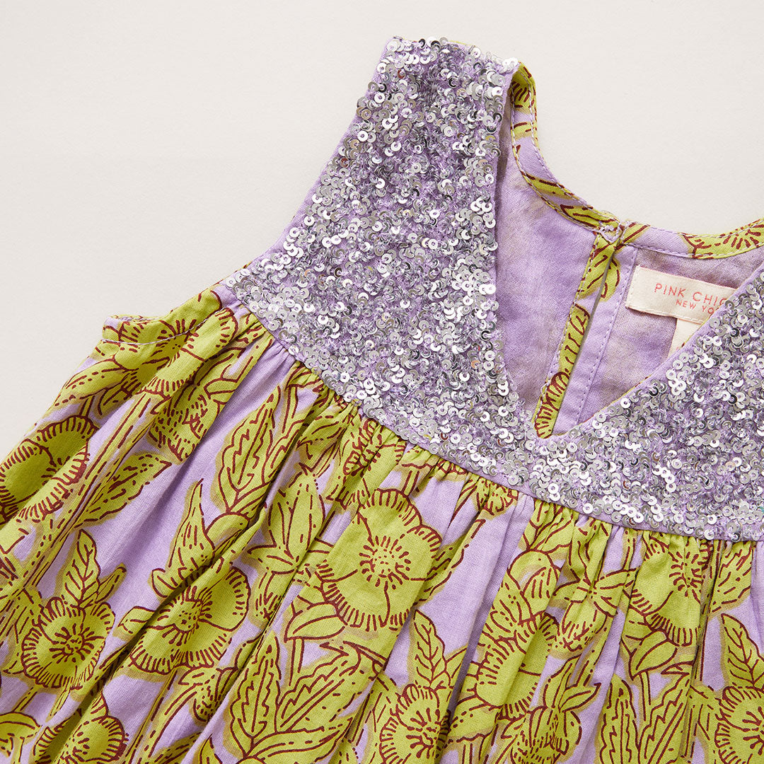 Pink Chicken Lavender Stem Floral Girls Courtney Dress