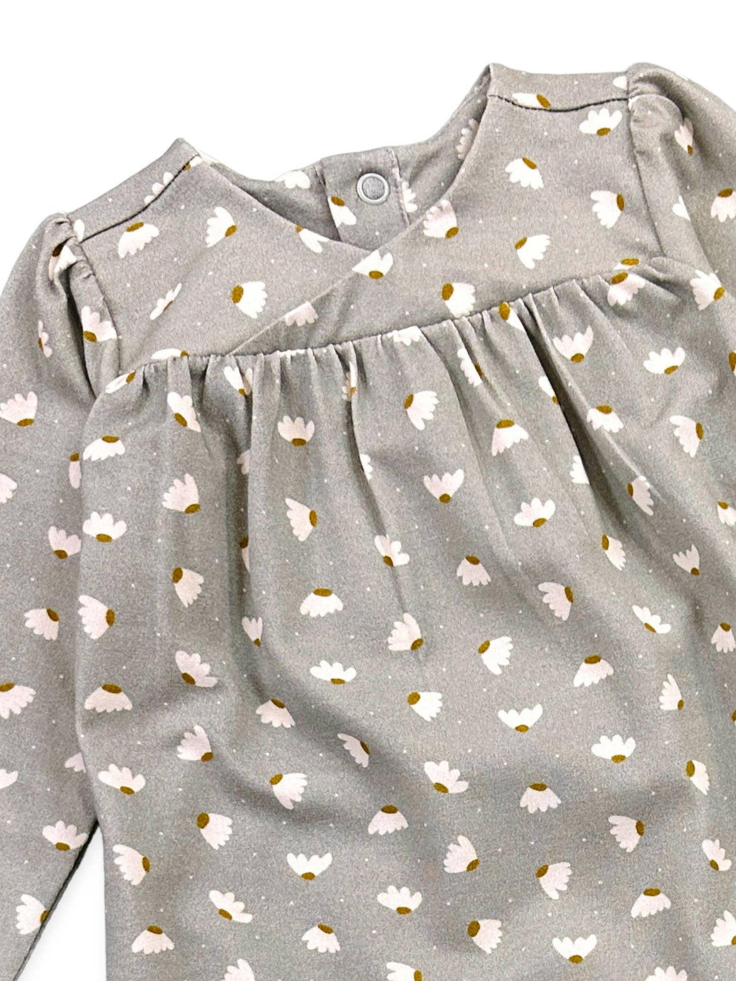 Grey Floral Kimono Neck Baby Jumpsuit