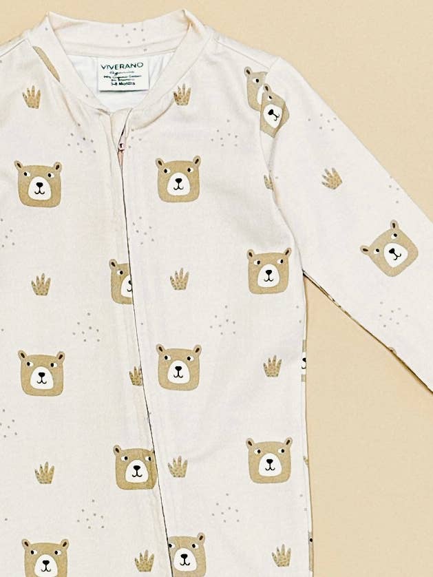 Bear Print Zipper Footie Baby Coverall