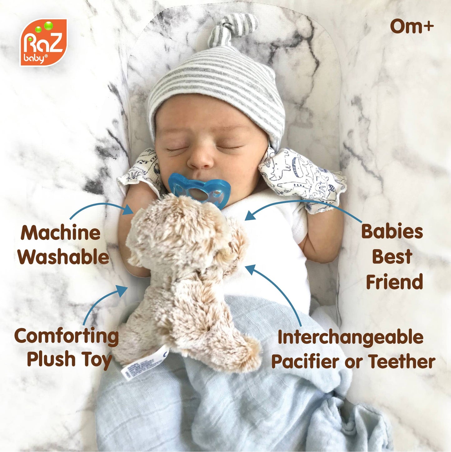 RaZbaby - RaZbuddy Bobby Bear Paci/Teether Holder