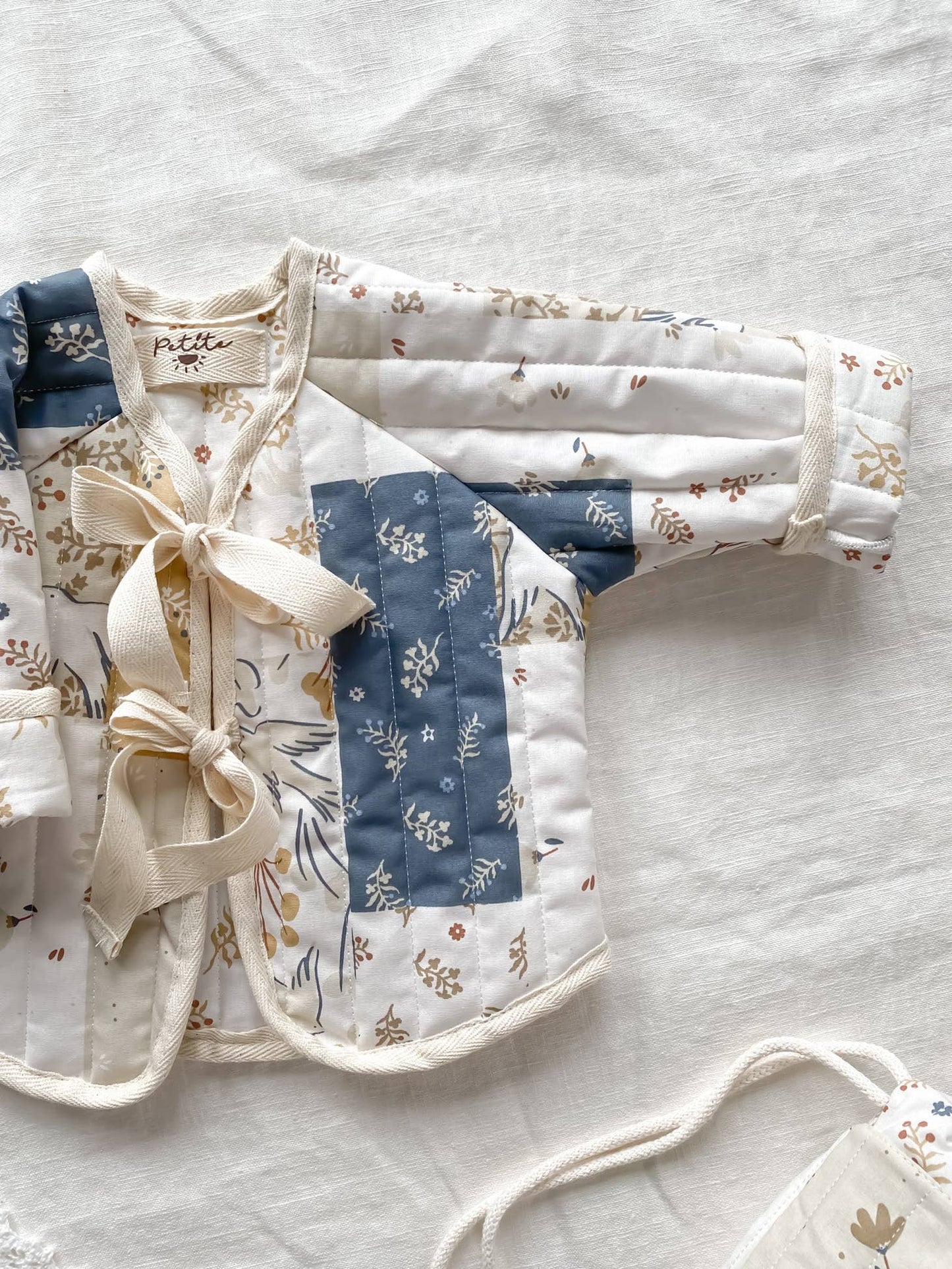Quilted Jacket - Ivory/Blue Patchwork or Rose Floral