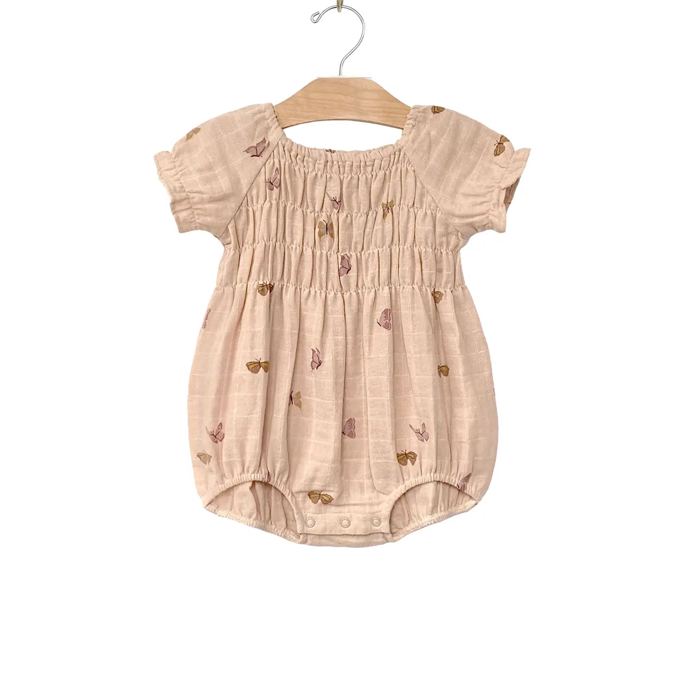 City Mouse Studio - Smocked Short Romper - Butterflies or Diamonds