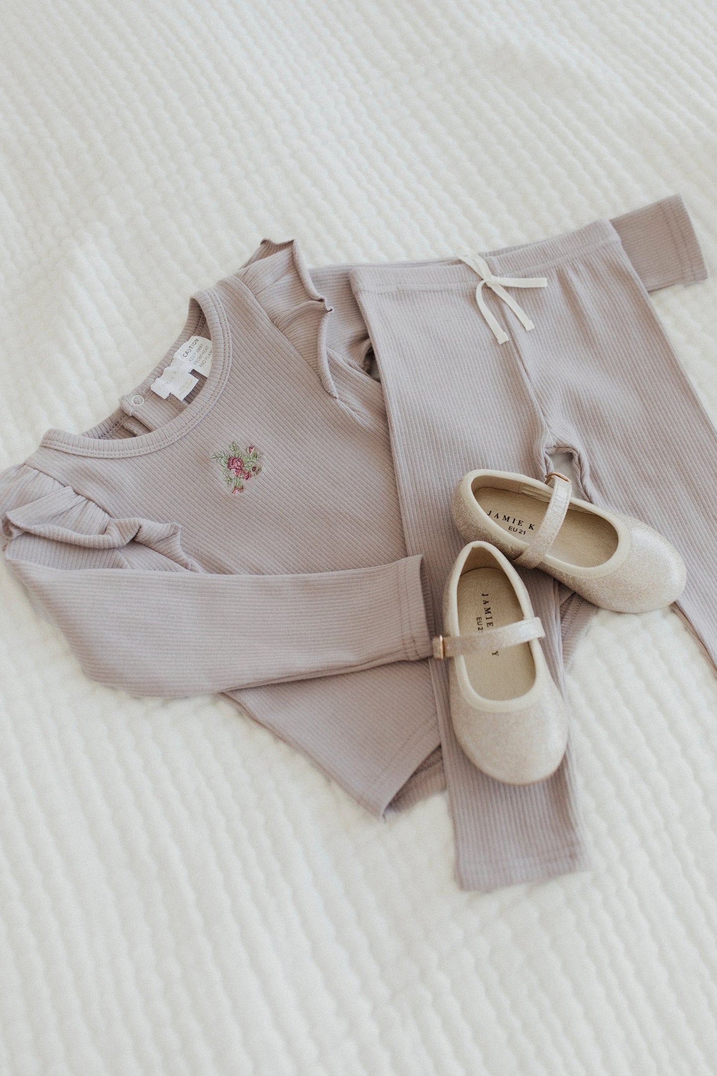 Jamie Kay Fine Rib Frill Top - Dove