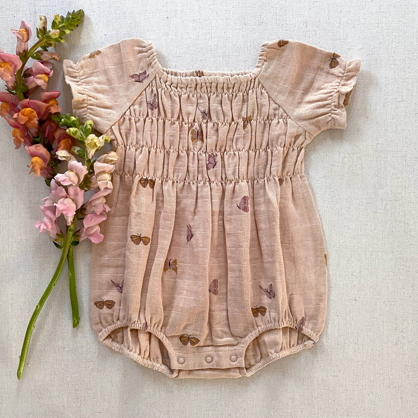 City Mouse Studio - Smocked Short Romper - Butterflies or Diamonds