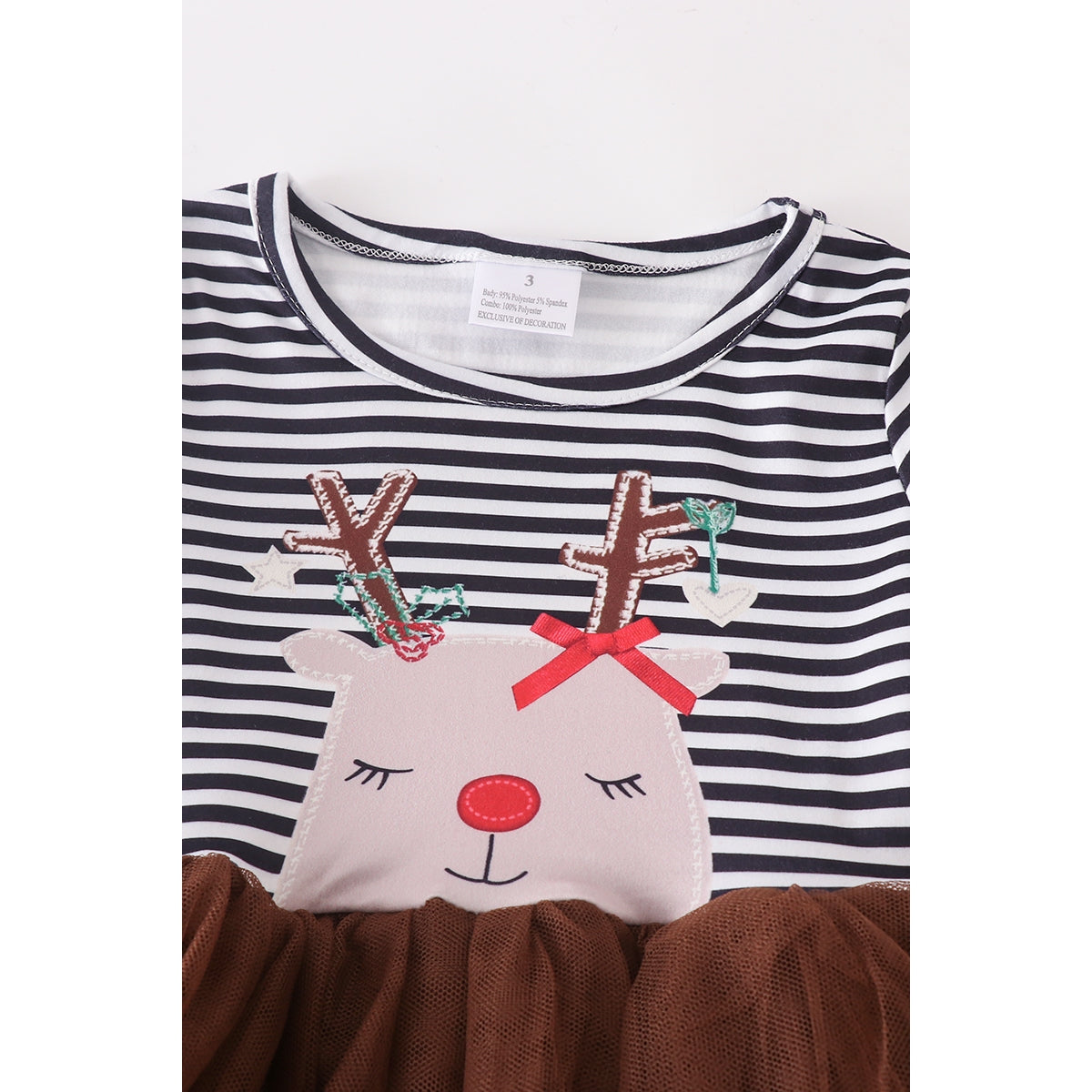 Reindeer Striped Tutu Dress