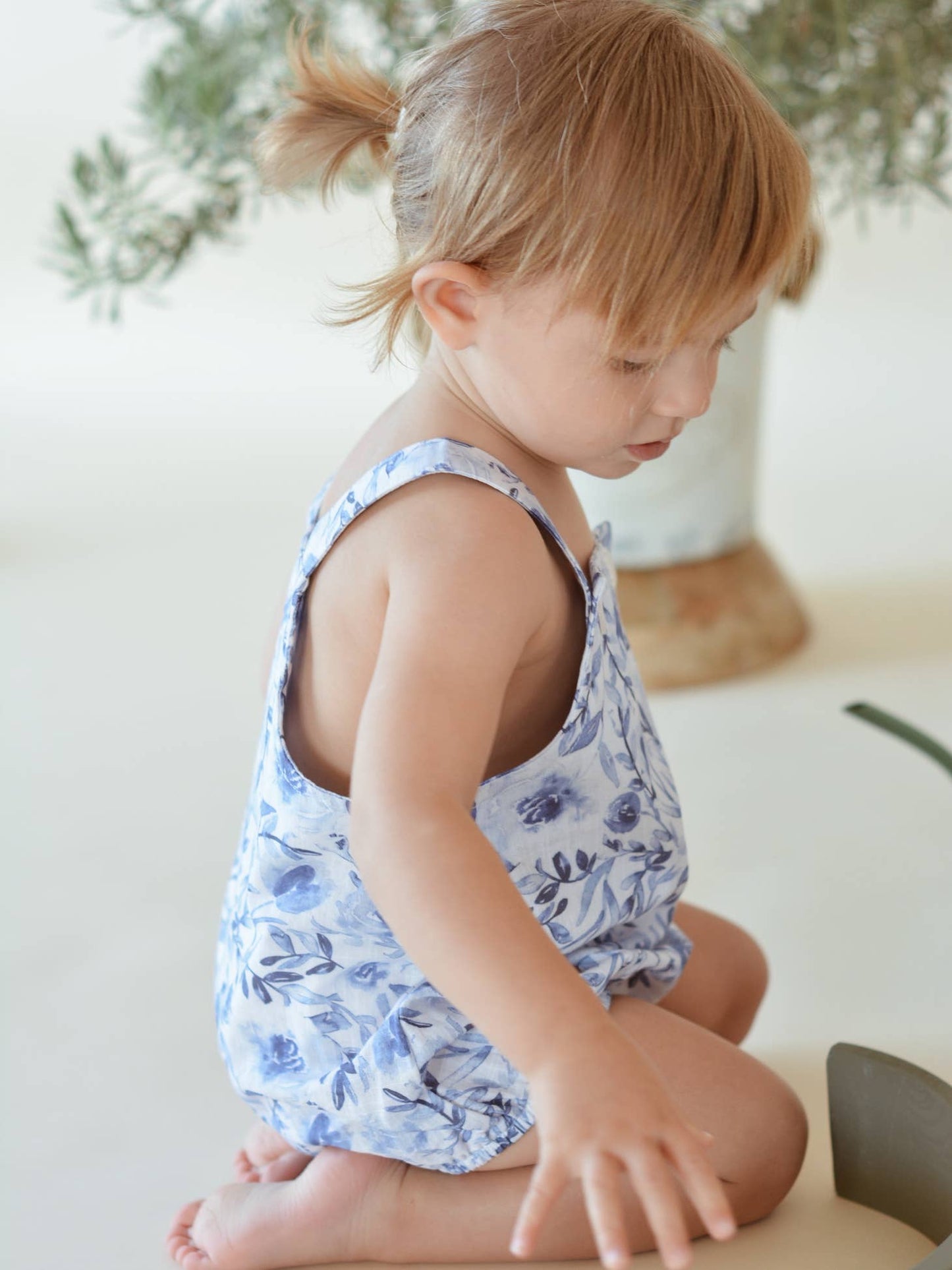 Lea Romper in Blue Floral