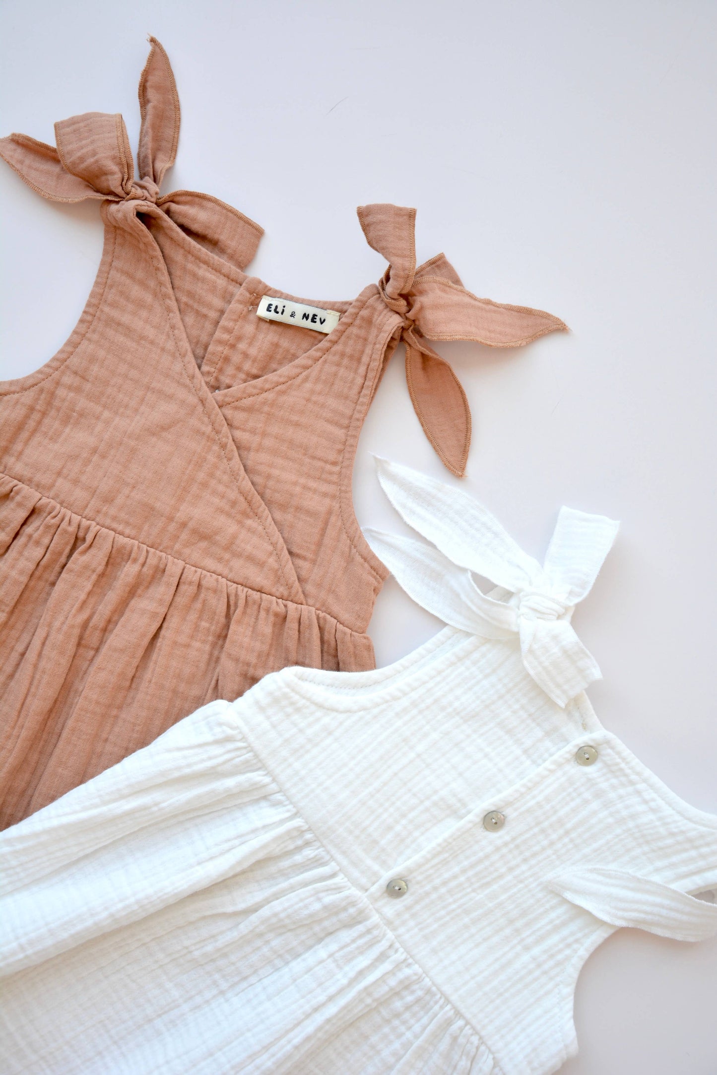 Esmee Muslin Shoulder Tie Dress - Rust or White
