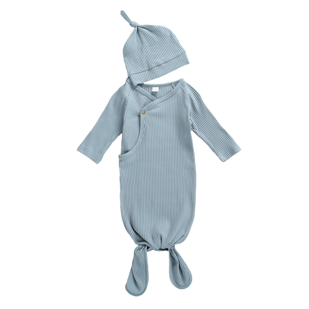 Annie & Charles Newborn Baby Gown - Blue, Mint & Rose