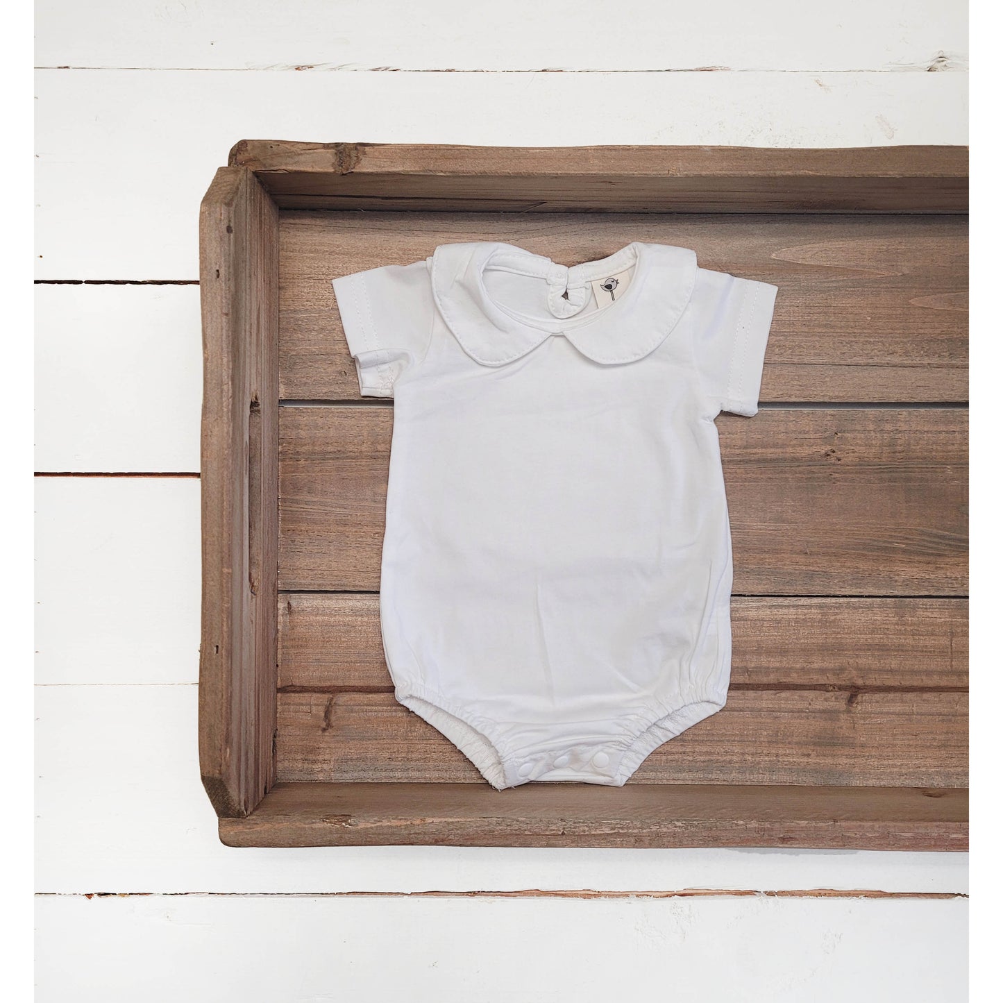 White Baby Onesie Short Sleeve Collared Shirt