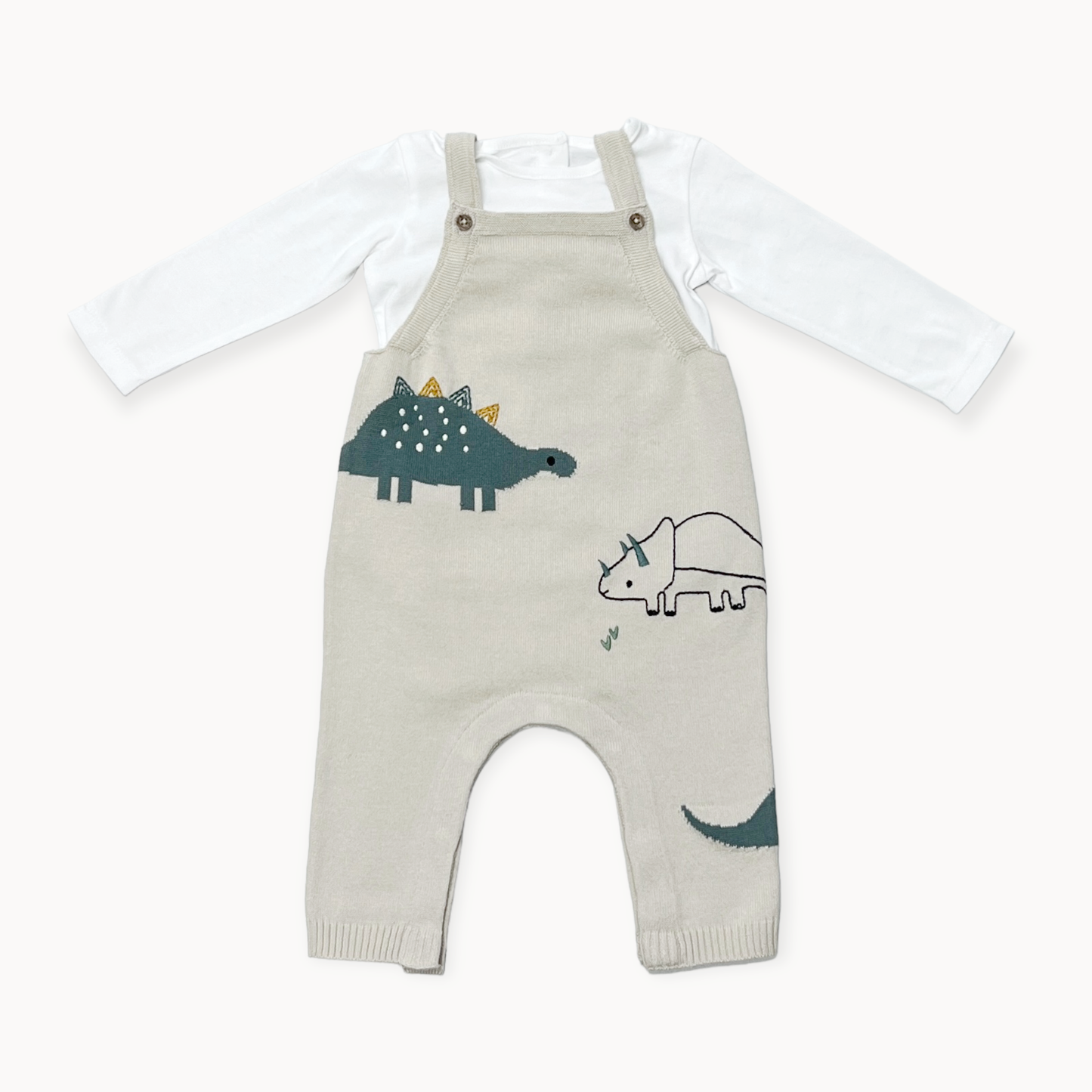 Dino Knit Sweater Baby Overall Set