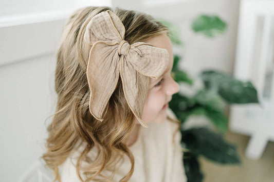 Gauze Linen Hair Bow - Multiple Colors Available