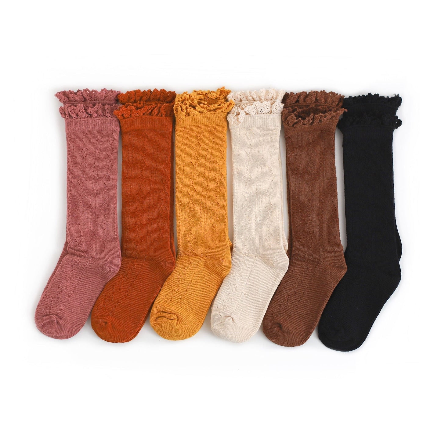 Little Stocking Co. Fall Fancy Lace Top Knee High Socks - Assorted Colors