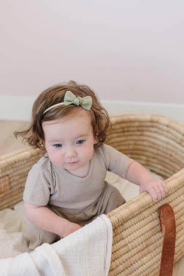 Linen Knottie Bow Nude Nylon Headbands - Multiple Colors Available