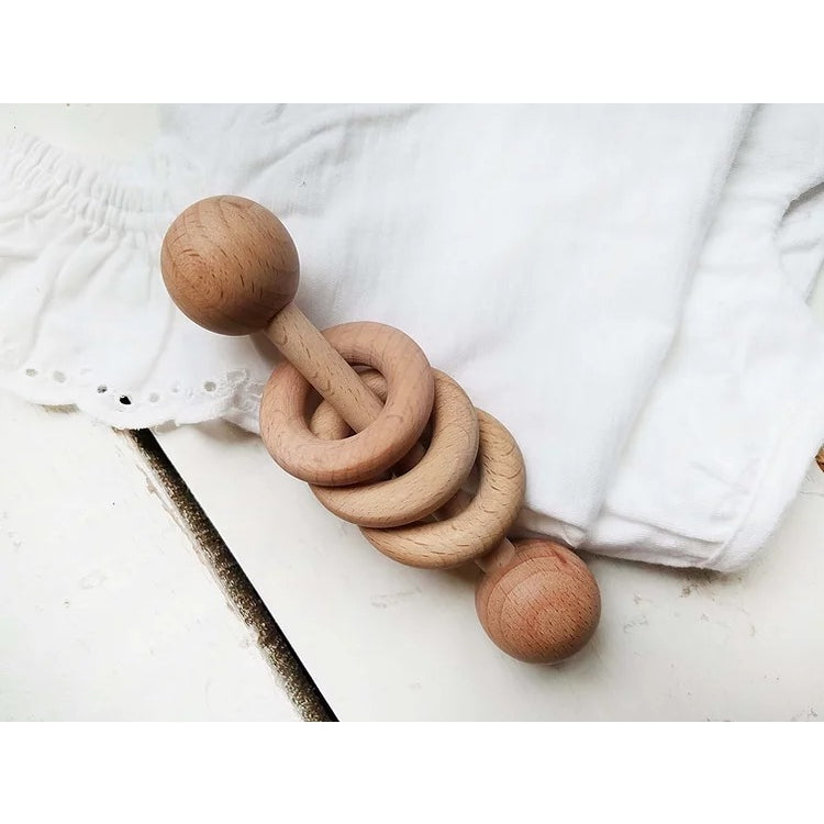 3 Ring Wooden Rattle