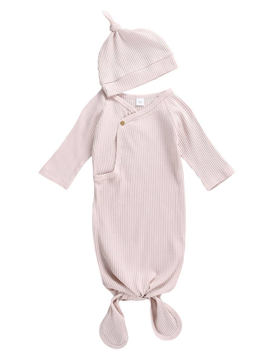 Annie & Charles Newborn Baby Gown - Blue, Mint & Rose