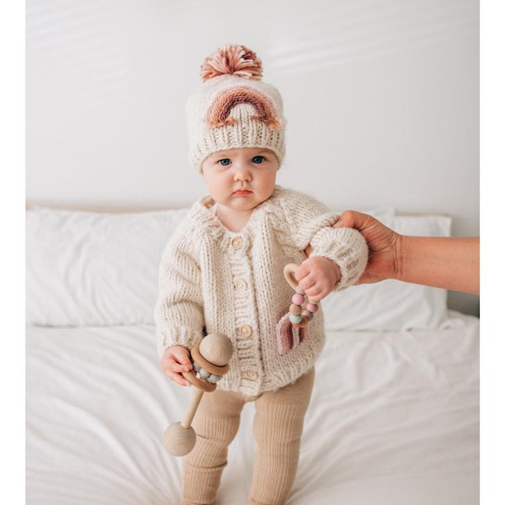 Mauve Rainbow Pocket Cardigan Sweater