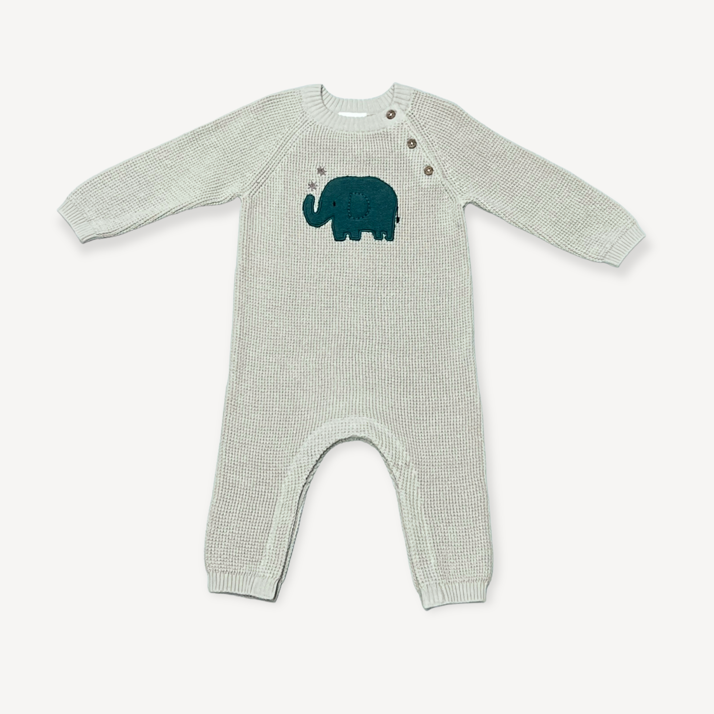 Elephant Jacquard Knit Baby Jumpsuit
