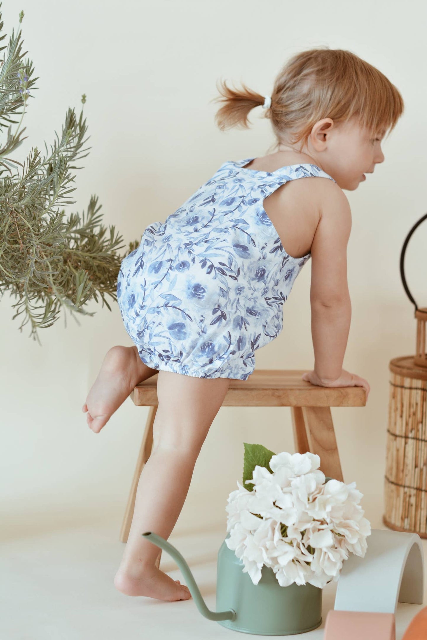 Lea Romper in Blue Floral
