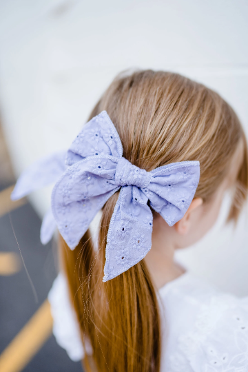 Eyelet Cotton Linen Bows - Multiple Colors Available