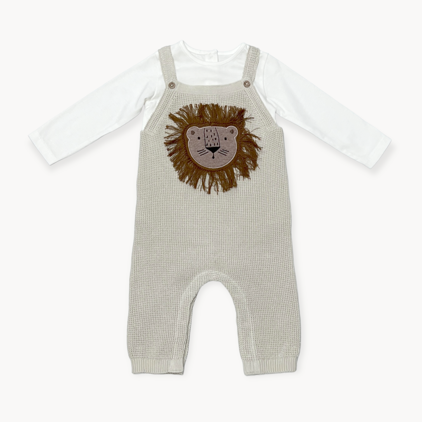 Lion Baby Knit Overall Set