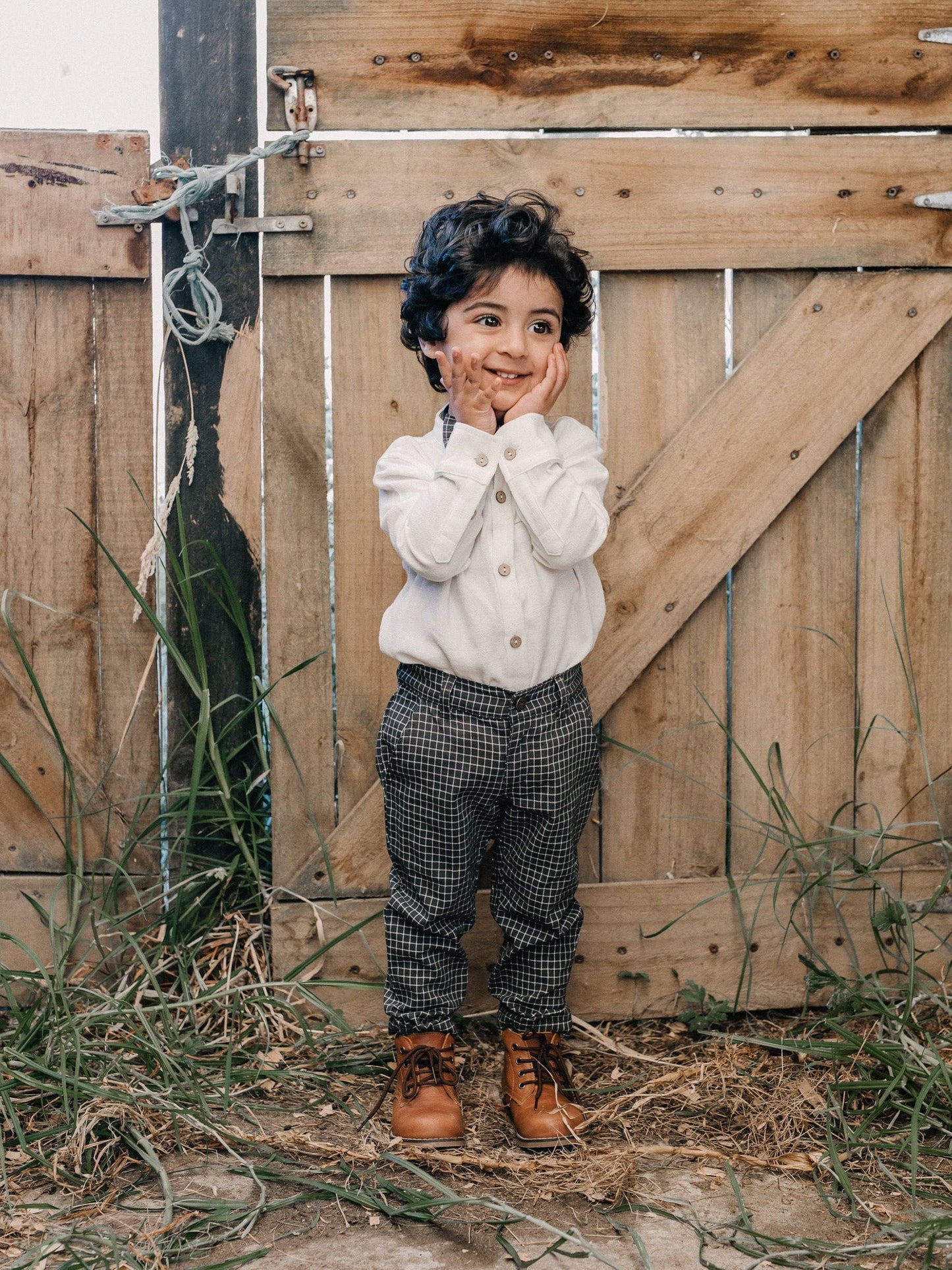 Henry Boys Check Trousers - Grey Forest Check