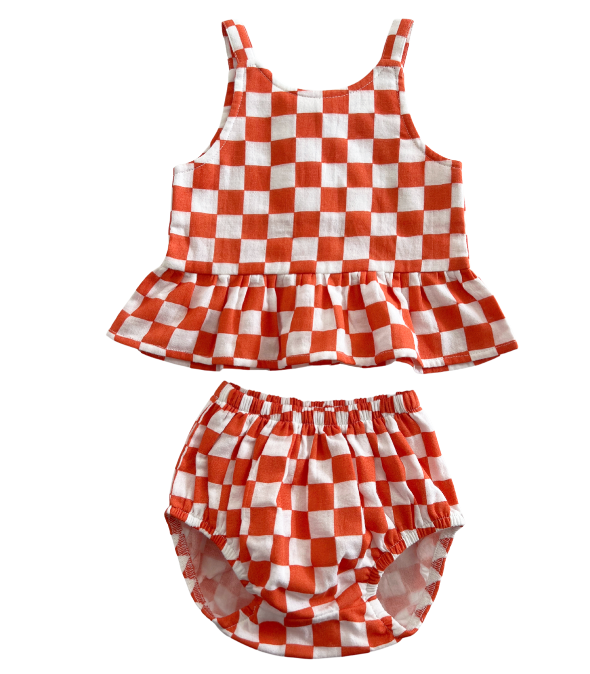 SIIX Collection - Tangerine Checkerboard Peplum Set